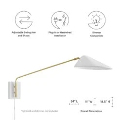 Other 24" Wall Lamp In Matte White & Satin Brass Finish -Othe Furniture Shop 1500 1500 frame 0 1065