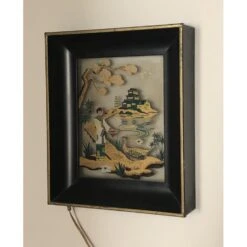Vintage Lighted Shadowbox Wall Lamp W/ Painted Glass Art -Othe Furniture Shop 1500 1500 frame 0 1220
