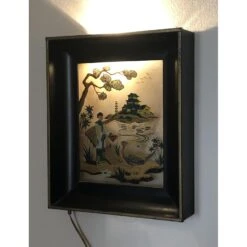 Vintage Lighted Shadowbox Wall Lamp W/ Painted Glass Art -Othe Furniture Shop 1500 1500 frame 0 1225