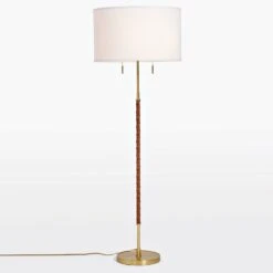 Dearborn Floor Lamp In Aged Brass And Leather
