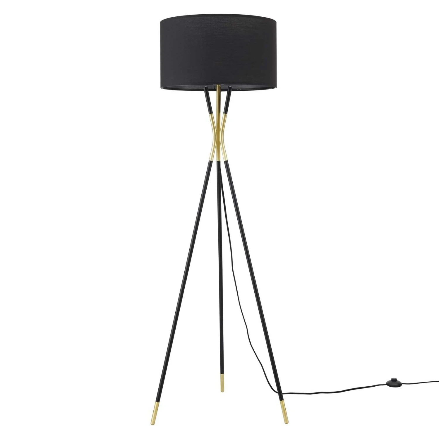 Other Floor Lamp In Black Shade & Base W/Satin Brass Tip 5 Other Floor Lamp In Black Shade & Base W/Satin Brass Tip - Image 3
