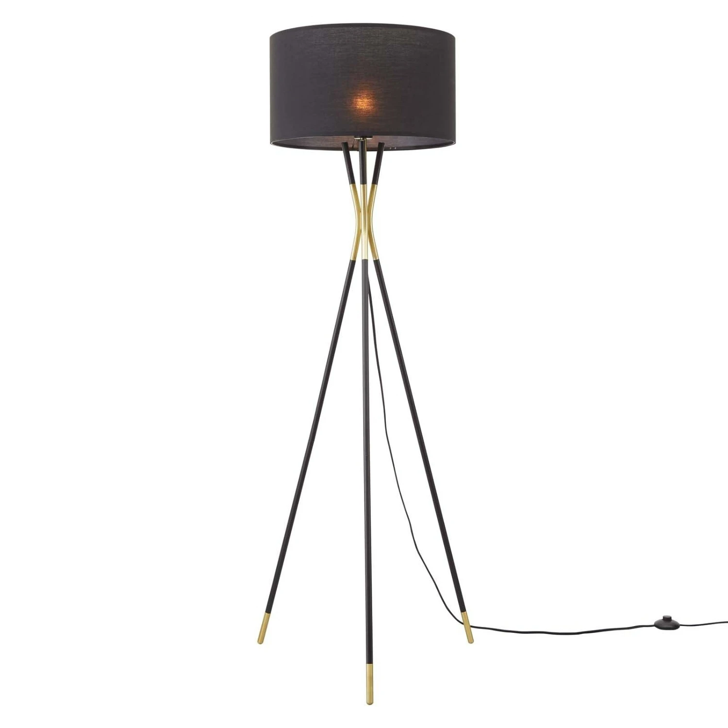 Other Floor Lamp In Black Shade & Base W/Satin Brass Tip 8 Other Floor Lamp In Black Shade & Base W/Satin Brass Tip - Image 6