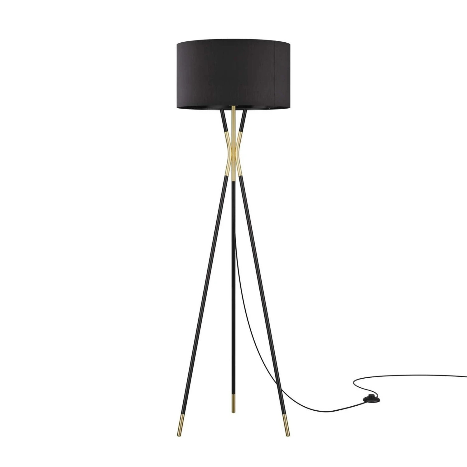 Other Floor Lamp In Black Shade & Base W/Satin Brass Tip 9 Other Floor Lamp In Black Shade & Base W/Satin Brass Tip - Image 7