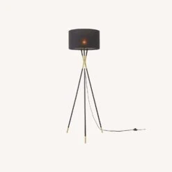 Other Floor Lamp In Black Shade & Base W/Satin Brass Tip 32 Other Floor Lamp In Black Shade & Base W/Satin Brass Tip -Othe Furniture Shop 1500 1500 frame 0 1484