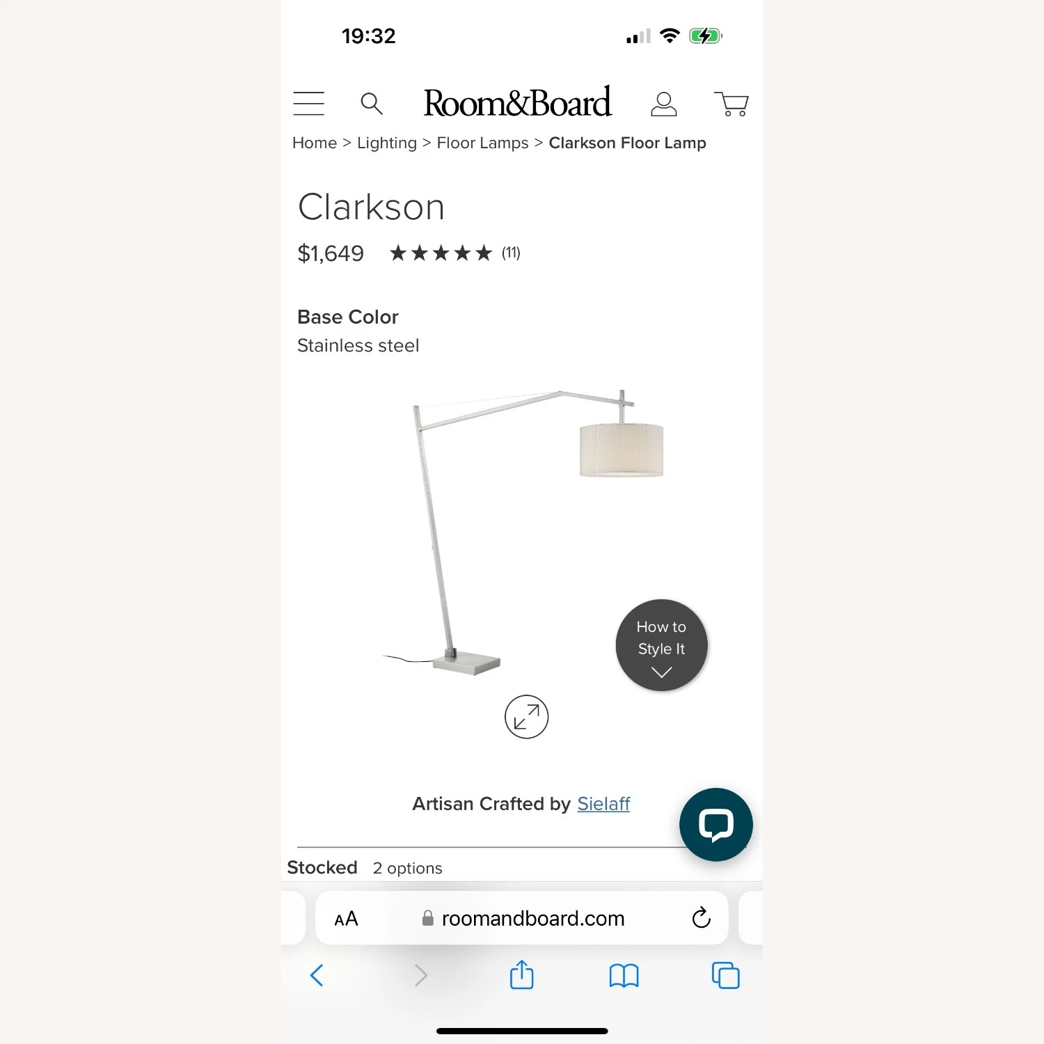 Room & Board Stainless Steel Floor Lamp White 4 Room & Board Stainless Steel Floor Lamp White - Image 2