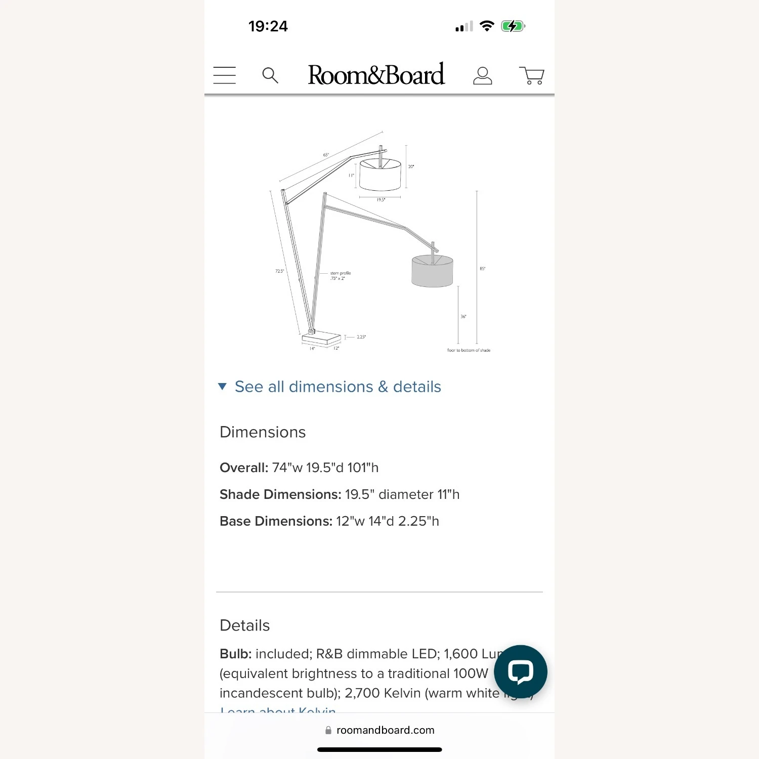 Room & Board Stainless Steel Floor Lamp White 7 Room & Board Stainless Steel Floor Lamp White - Image 5