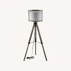 Other Floor Lamp In Antique Silver & Fabric Drum Shade -Othe Furniture Shop 1500 1500 frame 0 1543