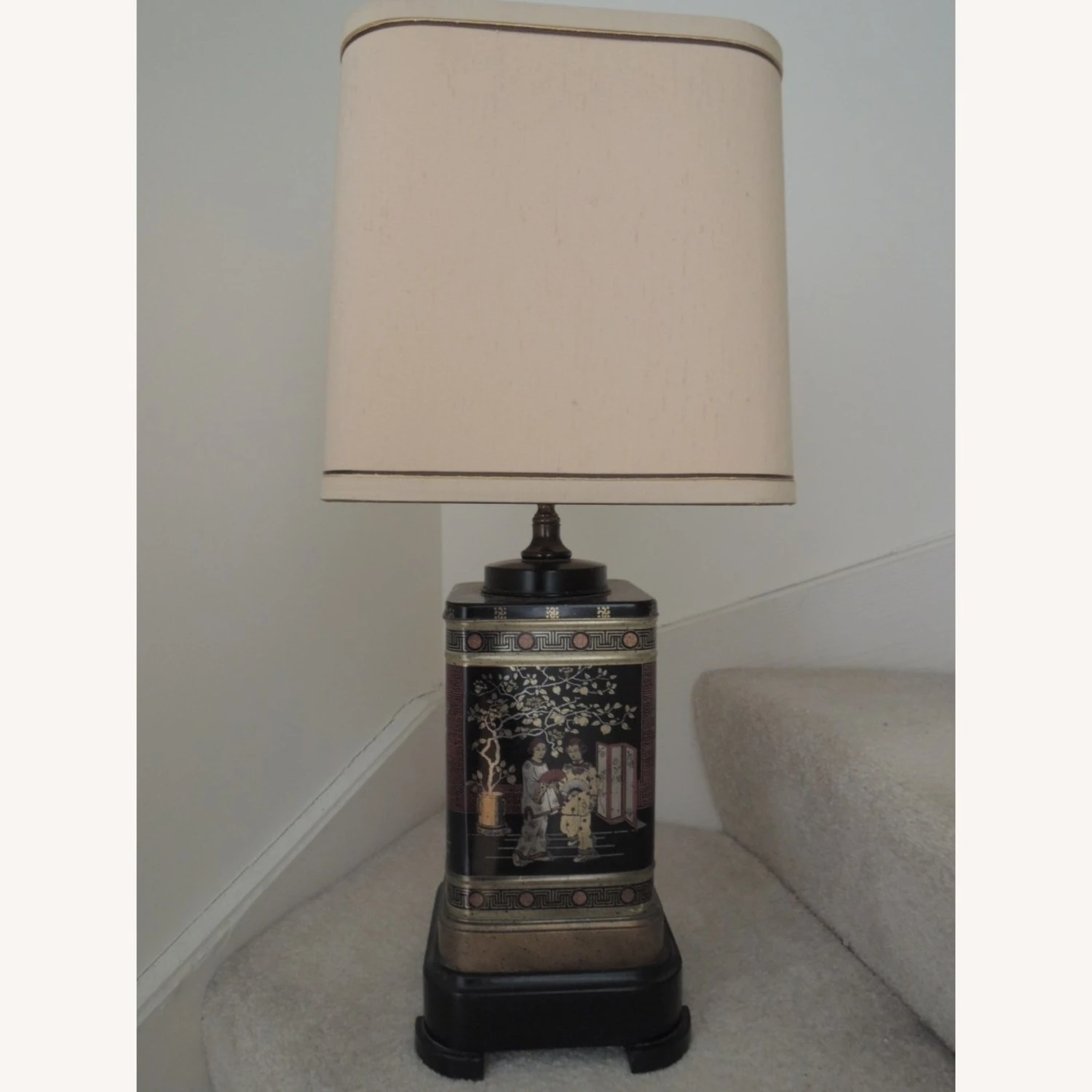 Asian Tea Tin Lamp Neutral Shade Tea Caddy Base 13 Asian Tea Tin Lamp Neutral Shade Tea Caddy Base - Image 11