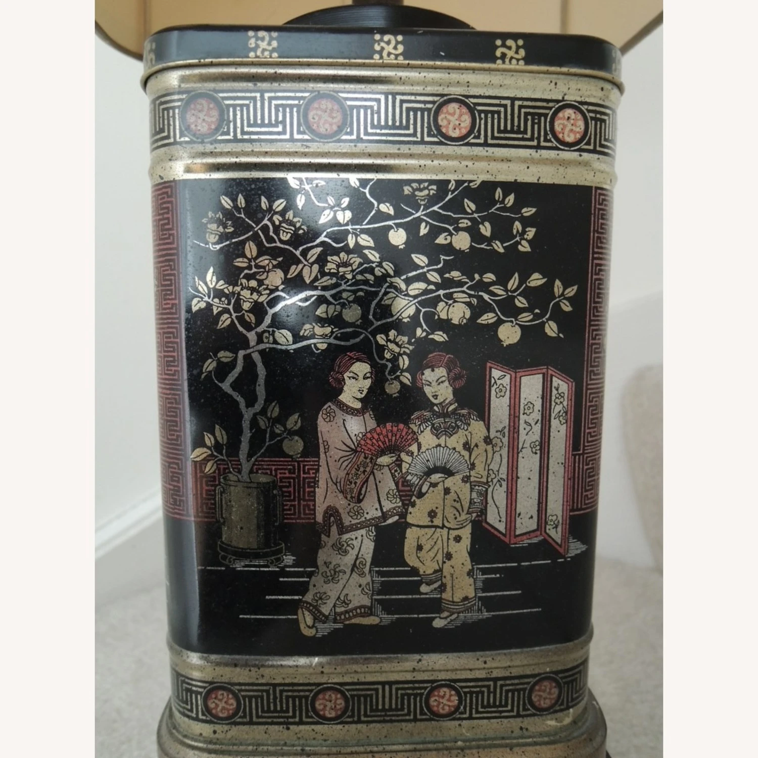 Asian Tea Tin Lamp Neutral Shade Tea Caddy Base 14 Asian Tea Tin Lamp Neutral Shade Tea Caddy Base - Image 12
