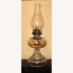 Antique Clear Glass Oil Lamp