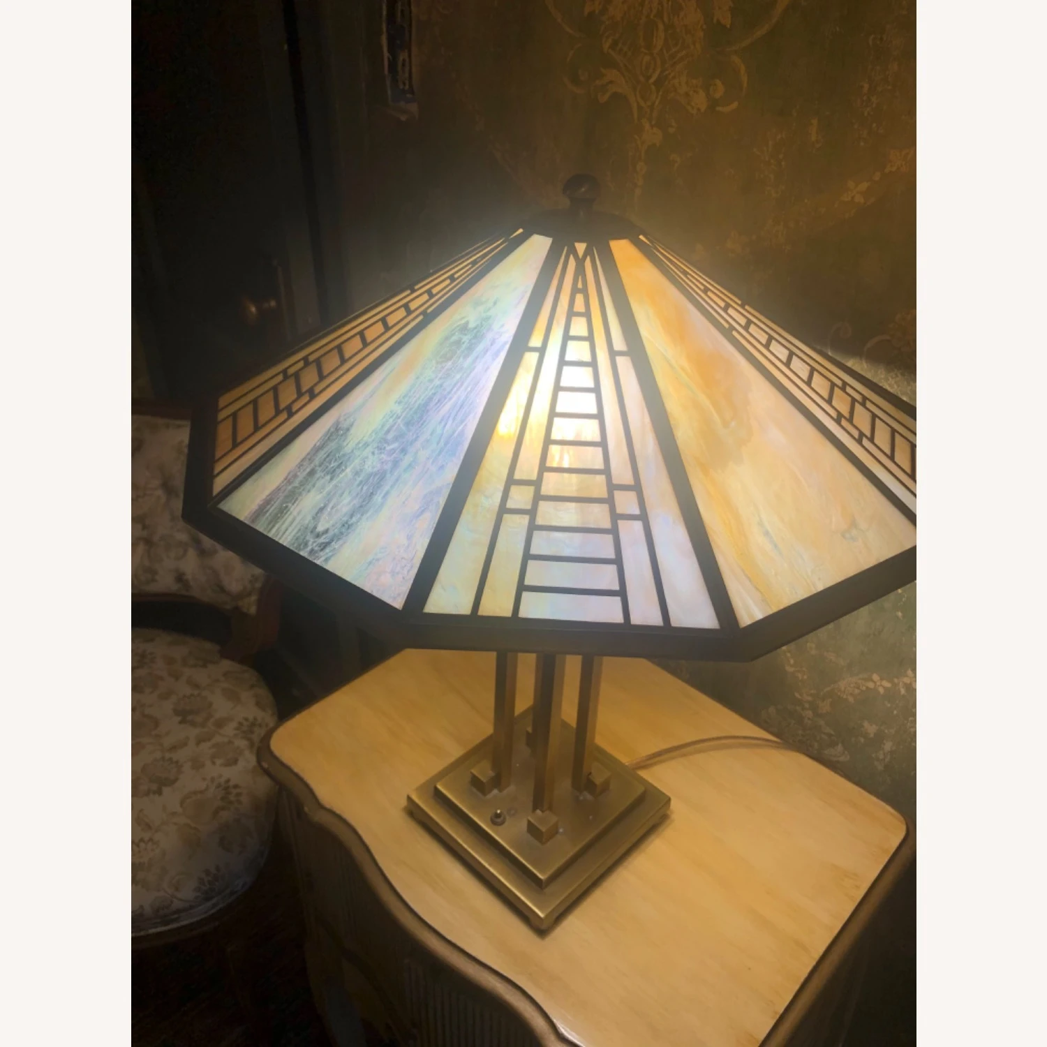 Fredrick Ramond Art Deco Revival Slag Glass Lamp 3 Fredrick Ramond Art Deco Revival Slag Glass Lamp