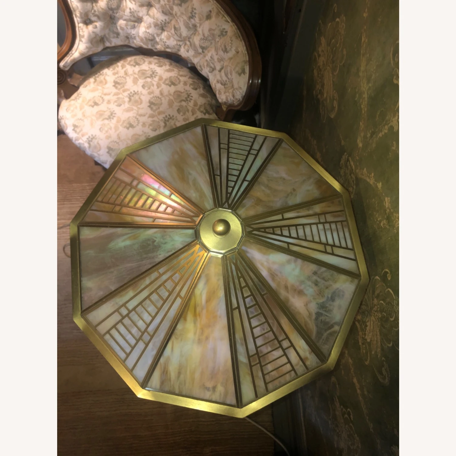 Fredrick Ramond Art Deco Revival Slag Glass Lamp 5 Fredrick Ramond Art Deco Revival Slag Glass Lamp - Image 3