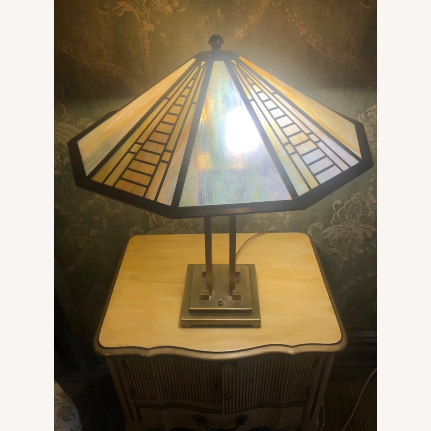 Fredrick Ramond Art Deco Revival Slag Glass Lamp 6 Fredrick Ramond Art Deco Revival Slag Glass Lamp - Image 4