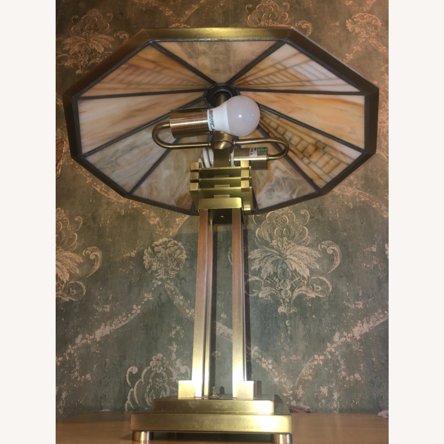 Fredrick Ramond Art Deco Revival Slag Glass Lamp 7 Fredrick Ramond Art Deco Revival Slag Glass Lamp - Image 5