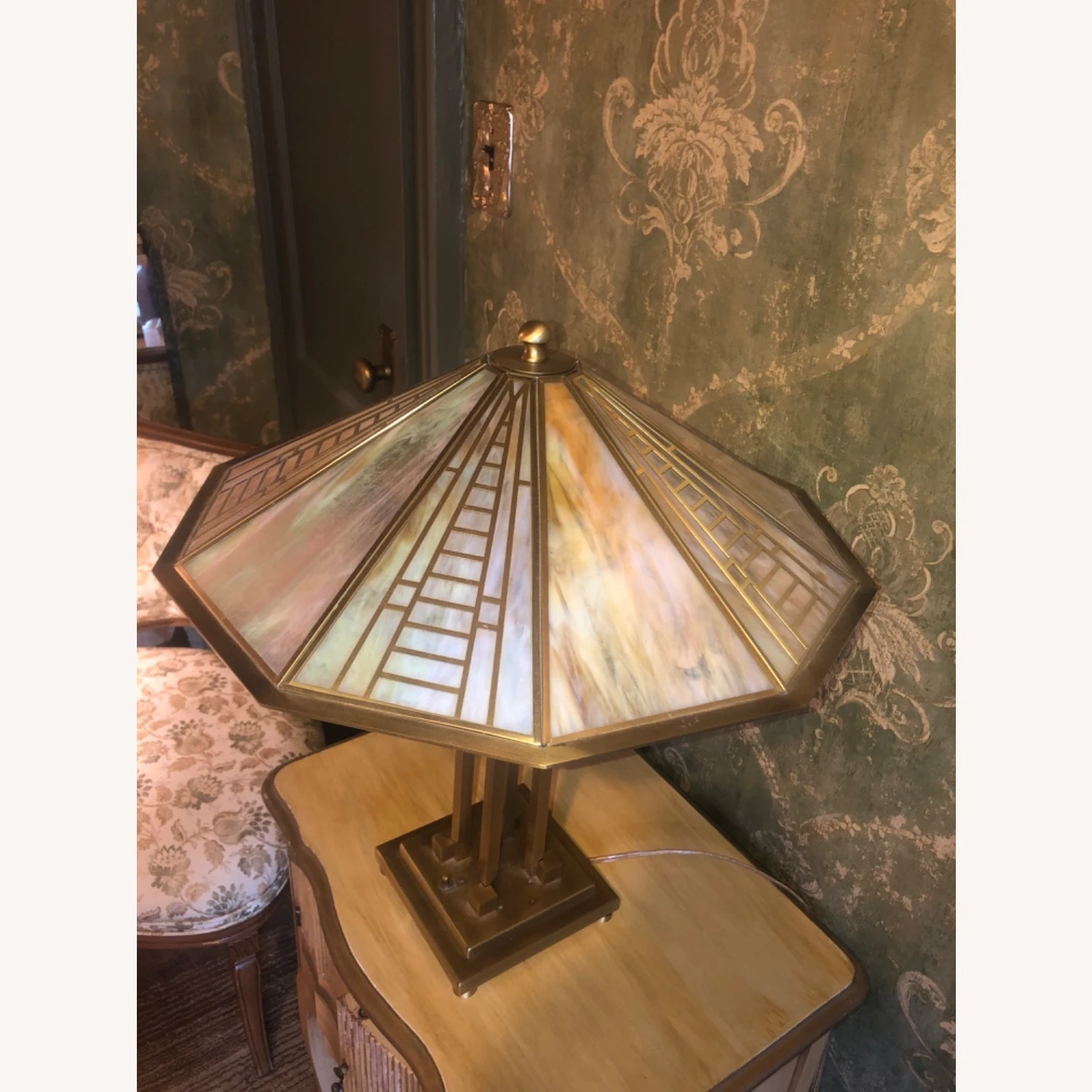 Fredrick Ramond Art Deco Revival Slag Glass Lamp 13 Fredrick Ramond Art Deco Revival Slag Glass Lamp - Image 11