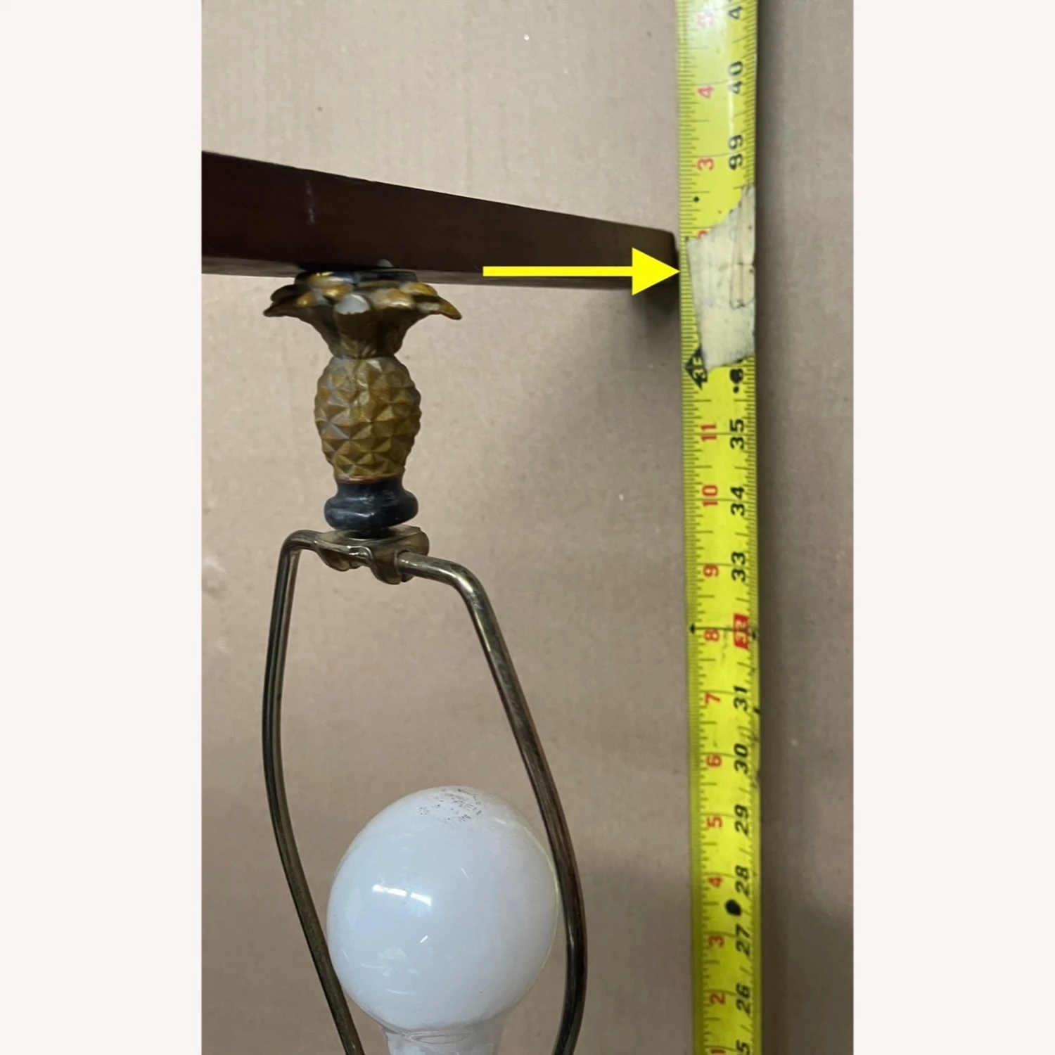 Other Cast Plaster Table Lamp Brown 37" Hg Square Shade 3 Other Cast Plaster Table Lamp Brown 37" Hg Square Shade