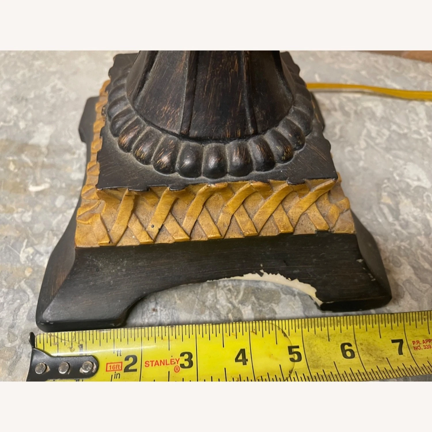 Other Cast Plaster Table Lamp Brown 37" Hg Square Shade 4 Other Cast Plaster Table Lamp Brown 37" Hg Square Shade - Image 2