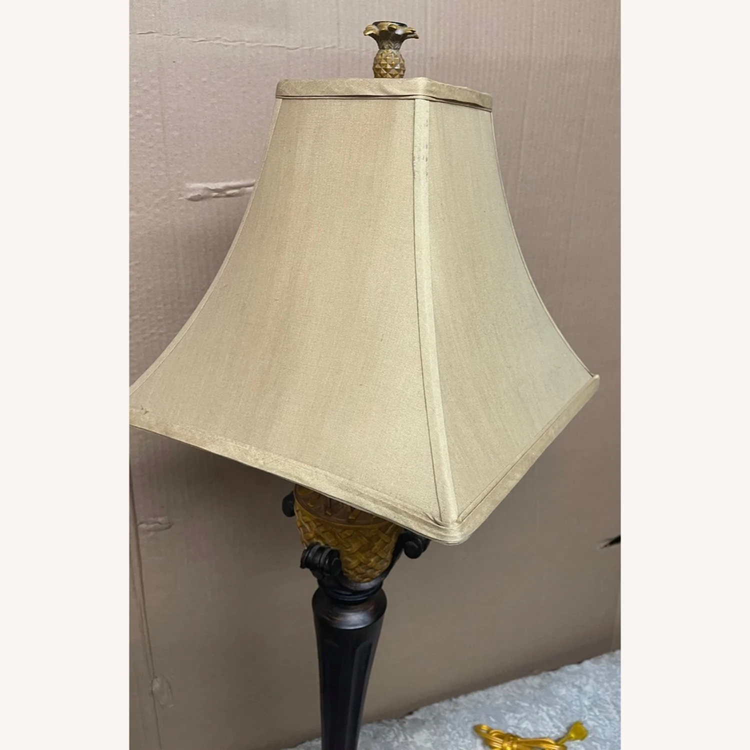 Other Cast Plaster Table Lamp Brown 37" Hg Square Shade 10 Other Cast Plaster Table Lamp Brown 37" Hg Square Shade - Image 8