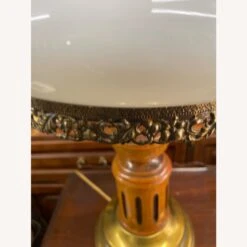 Vintage Hurricane Brass,Wood & Glass Table Lamp -Othe Furniture Shop 1500 1500 frame 0 2586