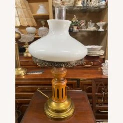 Vintage Hurricane Brass,Wood & Glass Table Lamp -Othe Furniture Shop 1500 1500 frame 0 2587
