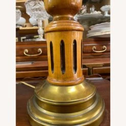 Vintage Hurricane Brass,Wood & Glass Table Lamp -Othe Furniture Shop 1500 1500 frame 0 2588