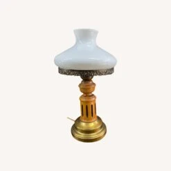 Vintage Hurricane Brass,Wood & Glass Table Lamp -Othe Furniture Shop 1500 1500 frame 0 2594