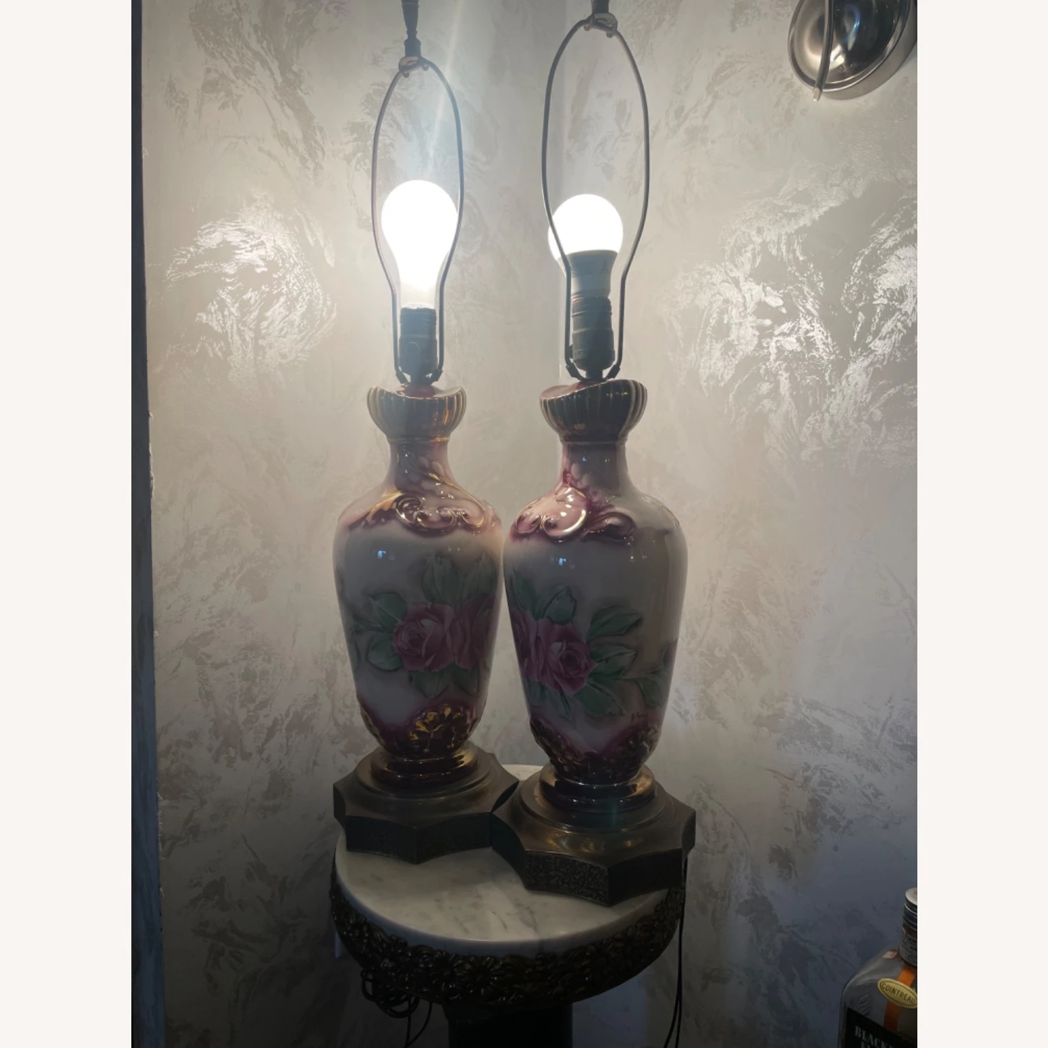 Pair Of Antique Hand Painted Porcelain Lamps 8 Pair Of Antique Hand Painted Porcelain Lamps - Image 6