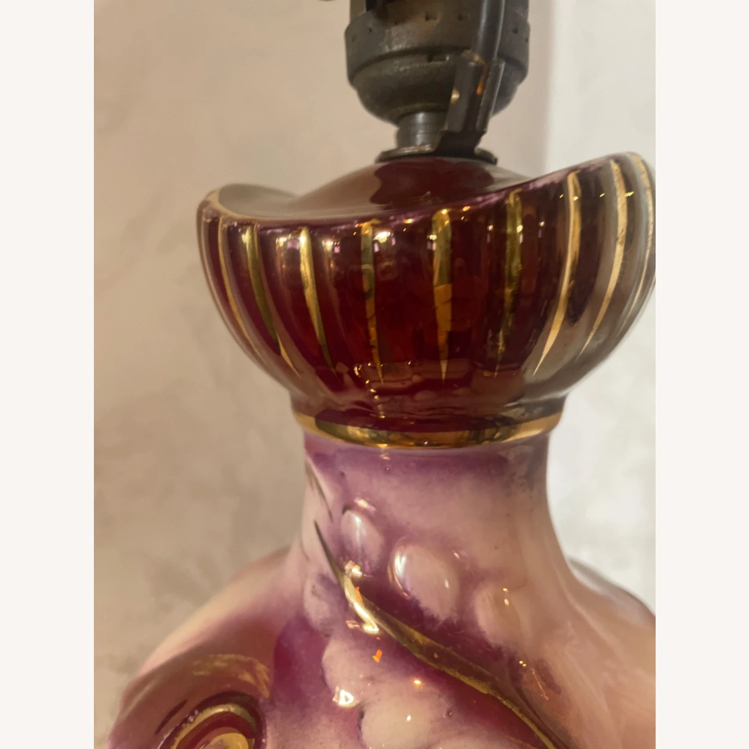 Pair Of Antique Hand Painted Porcelain Lamps 9 Pair Of Antique Hand Painted Porcelain Lamps - Image 7