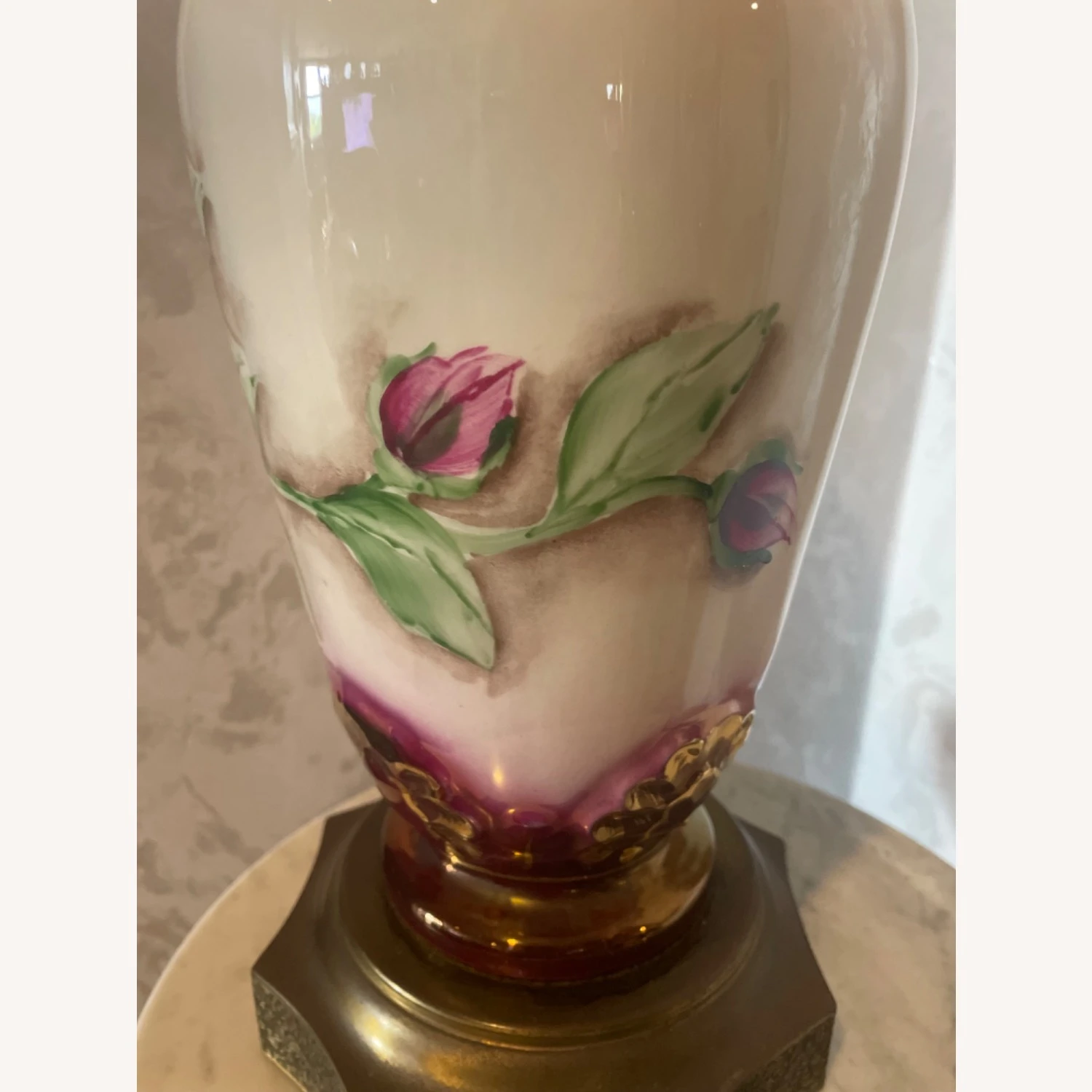 Pair Of Antique Hand Painted Porcelain Lamps 11 Pair Of Antique Hand Painted Porcelain Lamps - Image 9