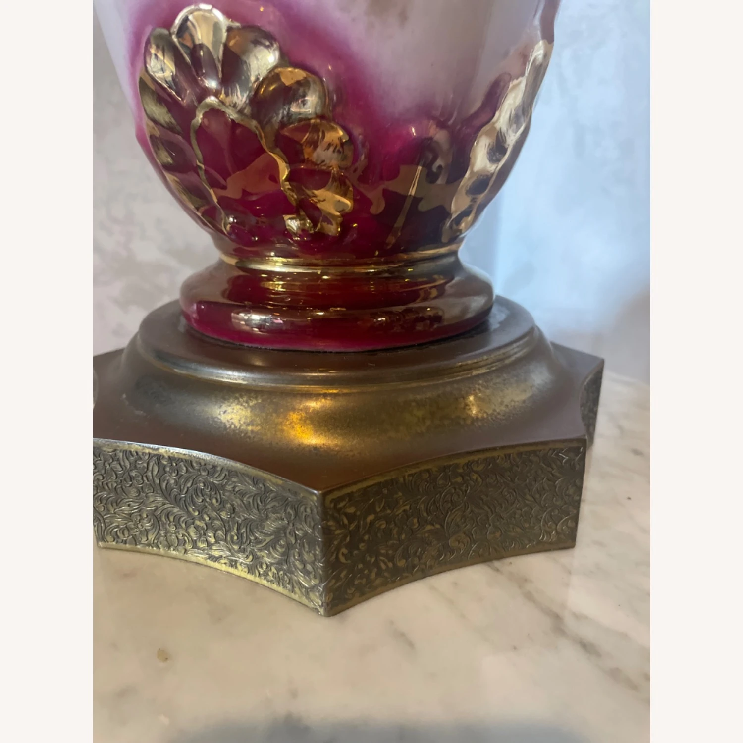 Pair Of Antique Hand Painted Porcelain Lamps 16 Pair Of Antique Hand Painted Porcelain Lamps - Image 14