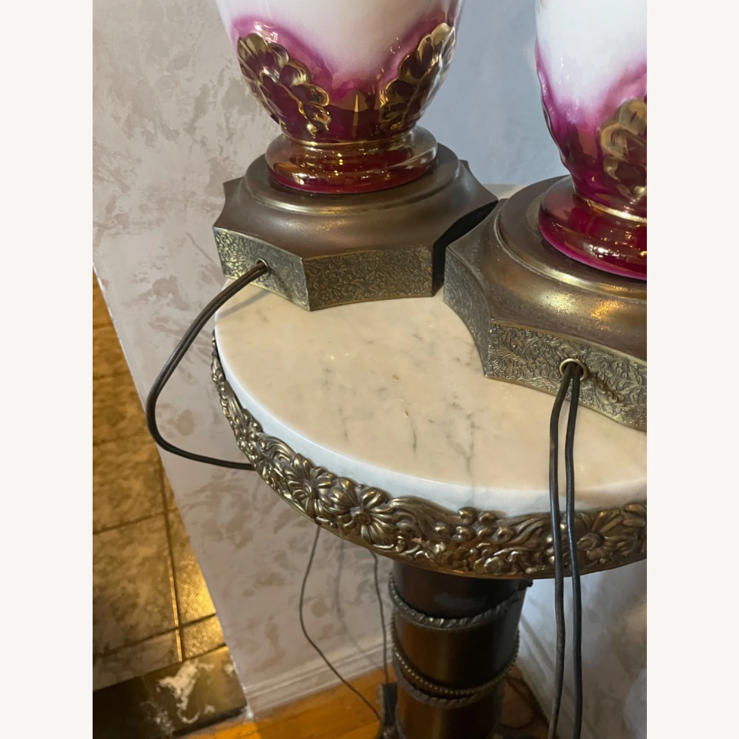 Pair Of Antique Hand Painted Porcelain Lamps 19 Pair Of Antique Hand Painted Porcelain Lamps - Image 17