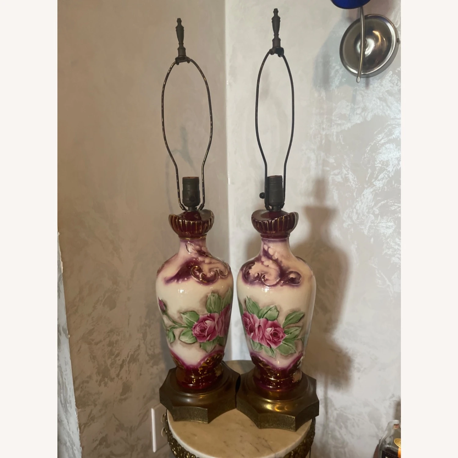 Pair Of Antique Hand Painted Porcelain Lamps 20 Pair Of Antique Hand Painted Porcelain Lamps - Image 18