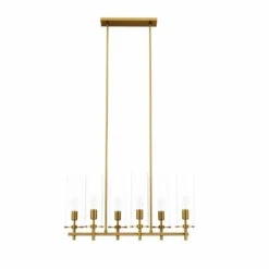 Other 6-Light Chandelier In Clear & Satin Brass Finish