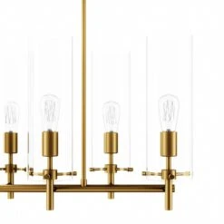 Other 6-Light Chandelier In Clear & Satin Brass Finish -Othe Furniture Shop 1500 1500 frame 0 2770