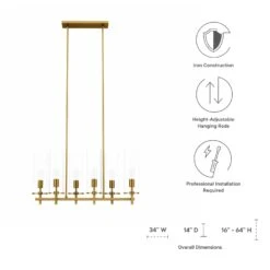 Other 6-Light Chandelier In Clear & Satin Brass Finish -Othe Furniture Shop 1500 1500 frame 0 2773