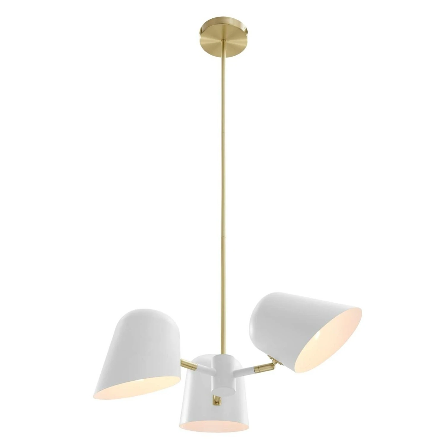 Other 3-Light Pendant Light In White&Satin Brass Canopy 9 Other 3-Light Pendant Light In White&Satin Brass Canopy - Image 7
