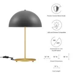 Other Table Lamp In Grey Metal Dome & Satin Brass Rod -Othe Furniture Shop 1500 1500 frame 0 293