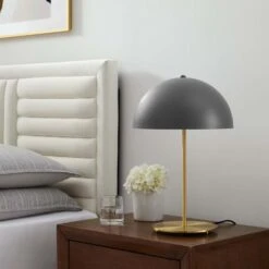 Other Table Lamp In Grey Metal Dome & Satin Brass Rod -Othe Furniture Shop 1500 1500 frame 0 296