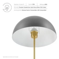 Other Table Lamp In Grey Metal Dome & Satin Brass Rod -Othe Furniture Shop 1500 1500 frame 0 297