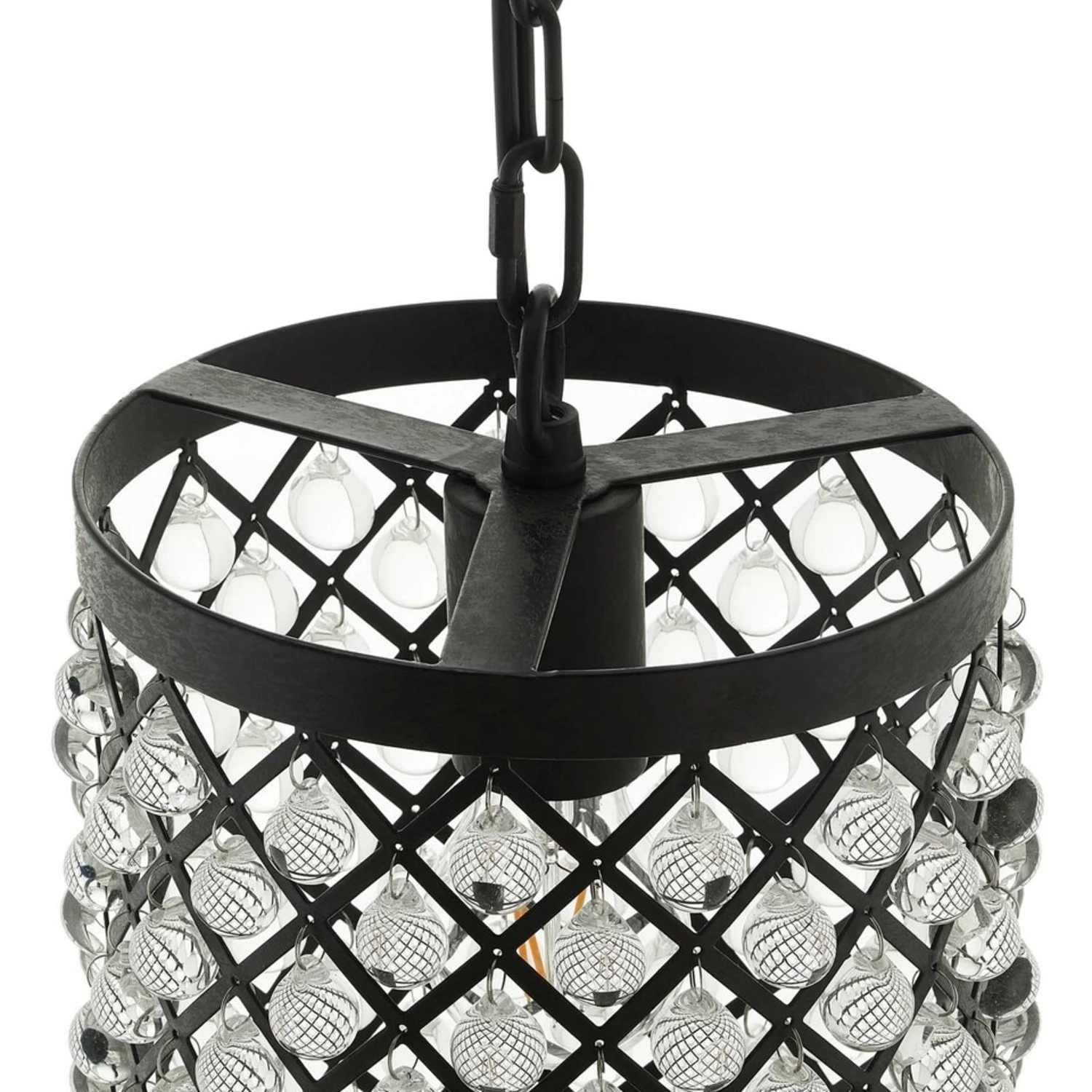Other Pendant Chandelier In Black Lacquer & Glass Beads 9 Other Pendant Chandelier In Black Lacquer & Glass Beads - Image 7