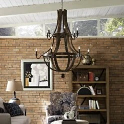 Other Chandelier In Brown Hardwood W/ Steel Frame Finish -Othe Furniture Shop 1500 1500 frame 0 3181