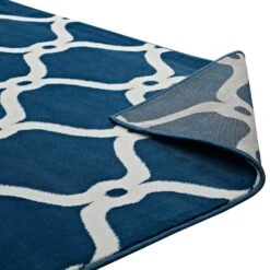 Other 5x8 Area Rug In Moroccan Blue &Ivory Chain Pattern -Othe Furniture Shop 1500 1500 frame 0 3237