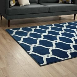 Other 5x8 Area Rug In Moroccan Blue &Ivory Chain Pattern -Othe Furniture Shop 1500 1500 frame 0 3238