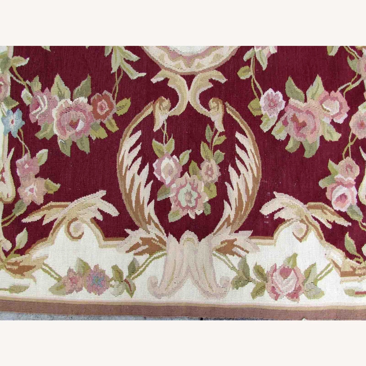 Handmade Vintage French Aubusson Rug 4 Handmade Vintage French Aubusson Rug - Image 2