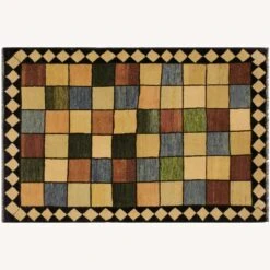 Arshs Fine Rugs Gabbeh Geri Blue/Tan Wool Area Rug -Othe Furniture Shop 1500 1500 frame 0 3303