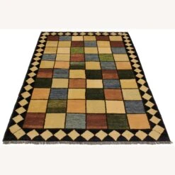 Arshs Fine Rugs Gabbeh Geri Blue/Tan Wool Area Rug -Othe Furniture Shop 1500 1500 frame 0 3310