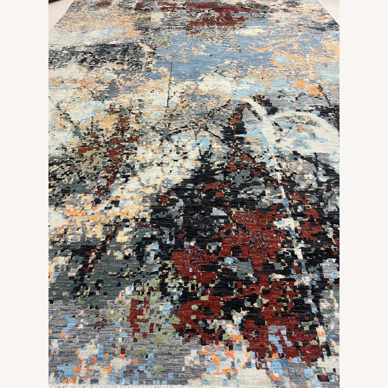 Handwoven Wool And Silk Modern Rug 4 Handwoven Wool And Silk Modern Rug - Image 2