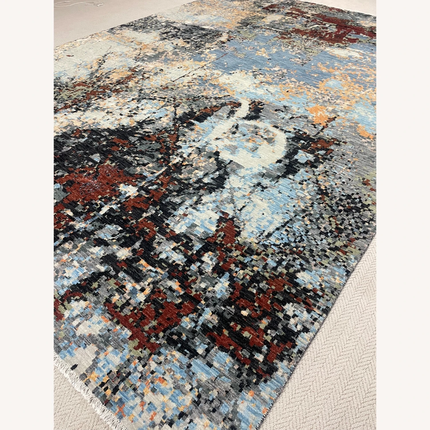 Handwoven Wool And Silk Modern Rug 7 Handwoven Wool And Silk Modern Rug - Image 5