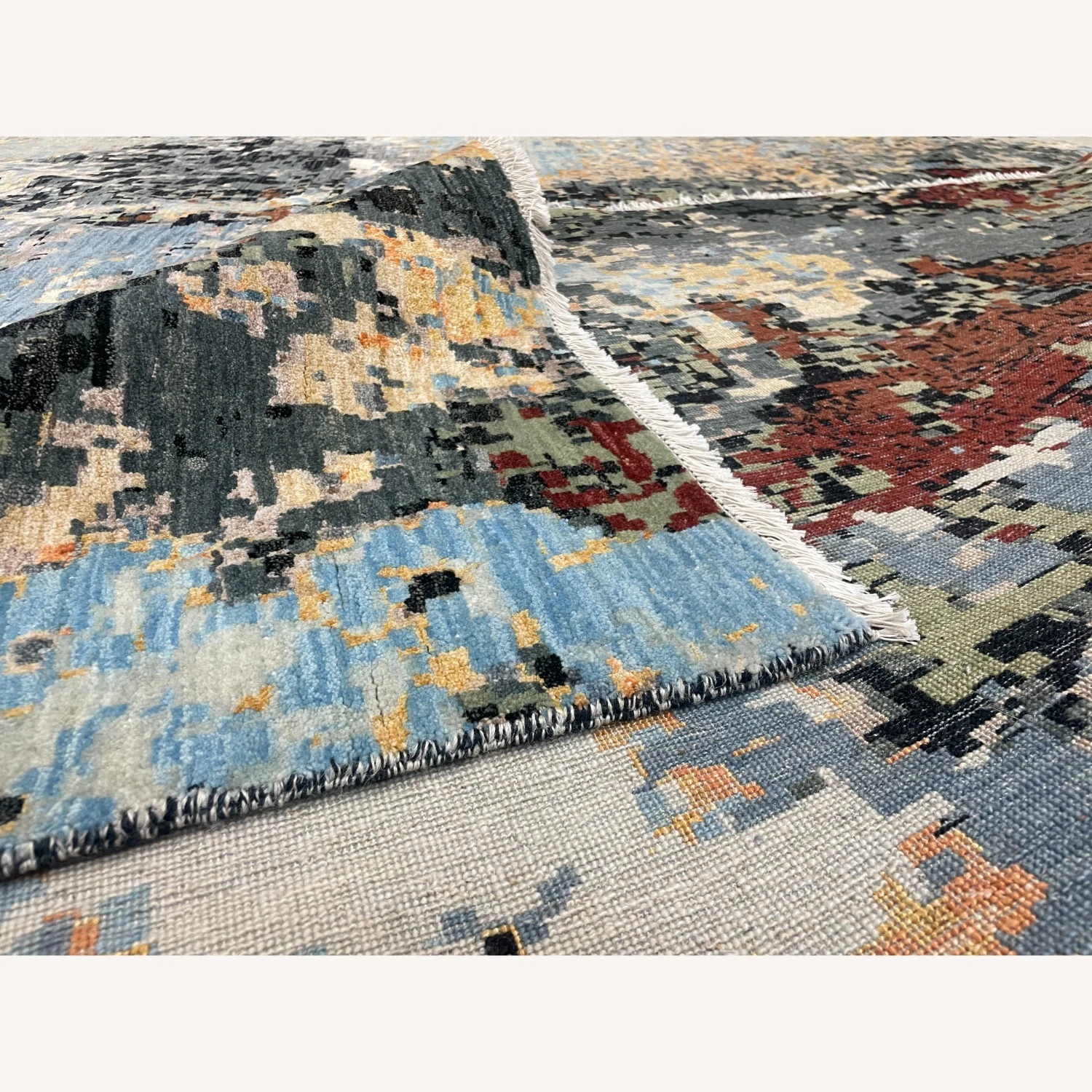 Handwoven Wool And Silk Modern Rug 9 Handwoven Wool And Silk Modern Rug - Image 7