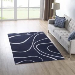 Other 8x10 Area Rug In Navy & Ivory Polyester Microfiber -Othe Furniture Shop 1500 1500 frame 0 3543